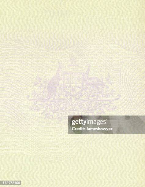 passport graphic with many intricate lines - australia passport stockfoto's en -beelden