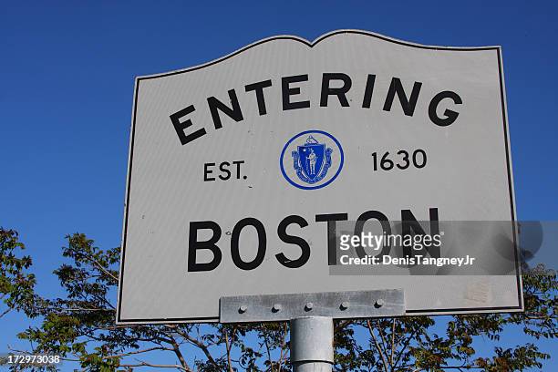 entering boston sign - boston massachusetts stock pictures, royalty-free photos & images