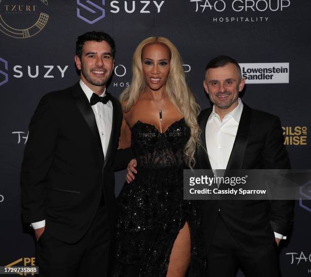 Adam Braun, Kailee Scales and Gary Vaynerchuk attend The 15th Anniversary Pencils of Promise Gala at The Ziegfeld Ballroom on October 10, 2023 in New...
