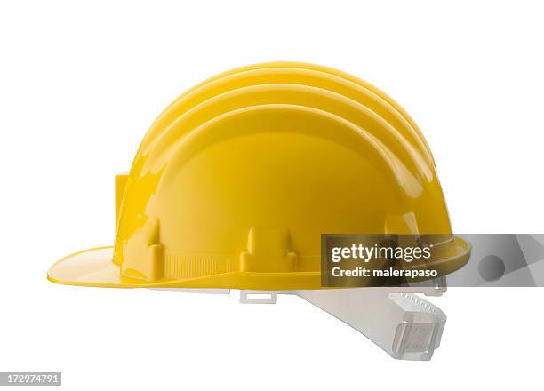 yellow hardhat - blue collar construction isolated bildbanksfoton och bilder