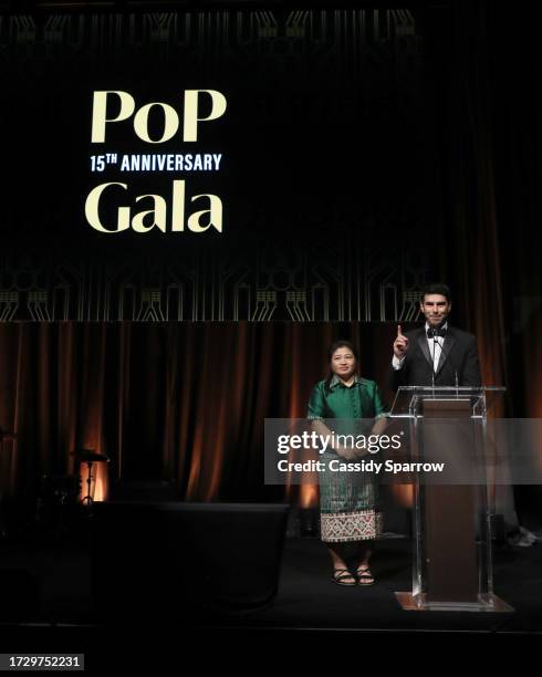 Lanoy Keosuvan and Adam Braun attend The 15th Anniversary Pencils of Promise Gala at The Ziegfeld Ballroom on October 10, 2023 in New York City.