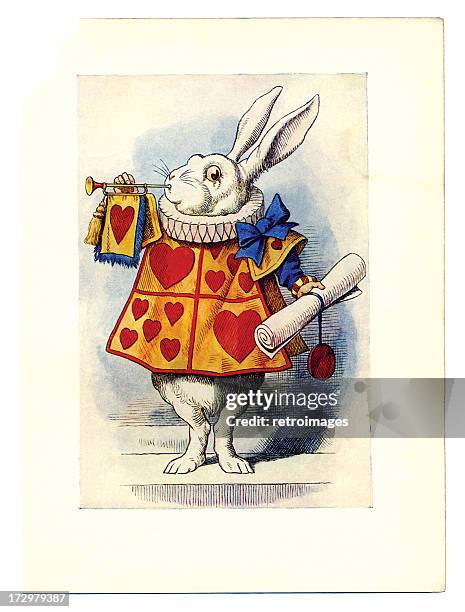 illustrazioni stock, clip art, cartoni animati e icone di tendenza di white rabbit illustrazione, (alice nel paese delle meraviglie - alice