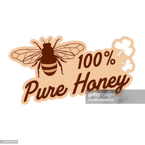 honey bee badge style sticker - bumblebee white stock illustrations