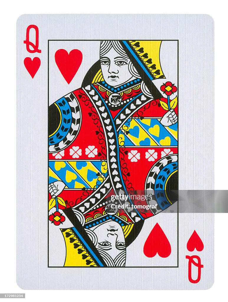 Queen Of Hearts Isolated (clipping path included)