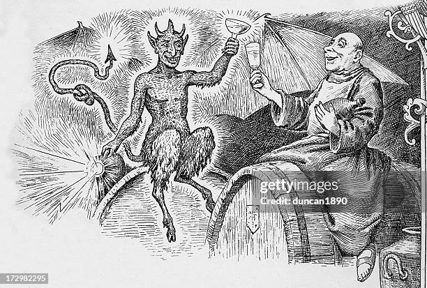 bildbanksillustrationer, clip art samt tecknat material och ikoner med the demon drink - fat rascal