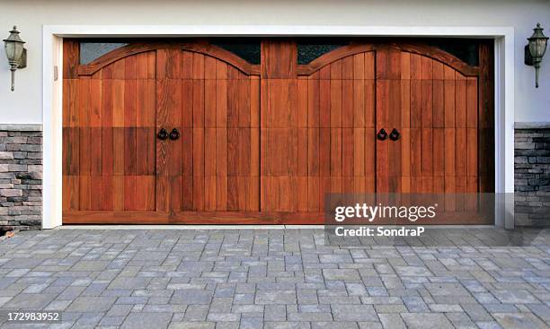 custom two car garage - paving stone stock pictures, royalty-free photos & images