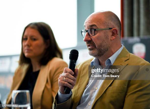 Limerick , Ireland - 17 October 2023; Treaty United FC board member Sean O'Brien during the Treaty United FC press conference at Clayton Hotel...