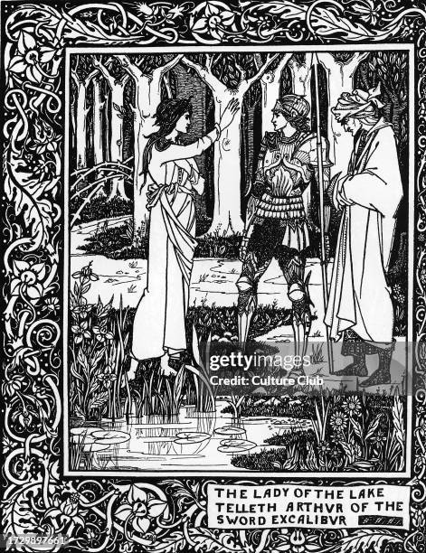 Illustration from 'The Death of Arthur' by Sir Thomas Malory,. Creator Aubrey Beardsley.