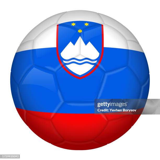 football or soccer ball with slovenia flag icon for championship - slovenia flag stock pictures, royalty-free photos & images