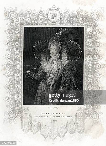 queen elizabeth i - british royalty stock illustrations