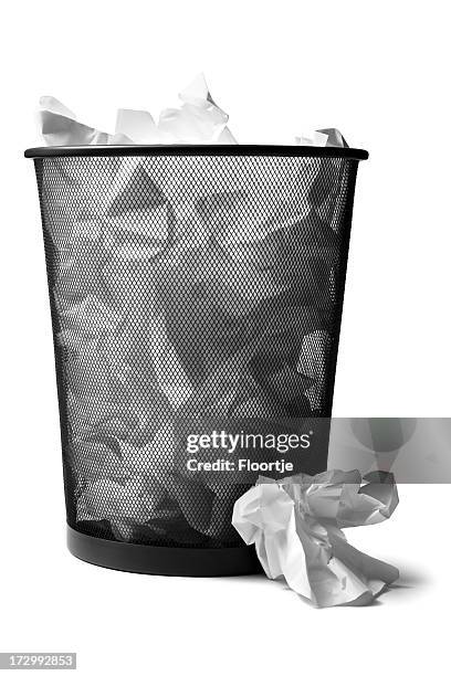 office: wastepaper basket full - waste basket stock pictures, royalty-free photos & images