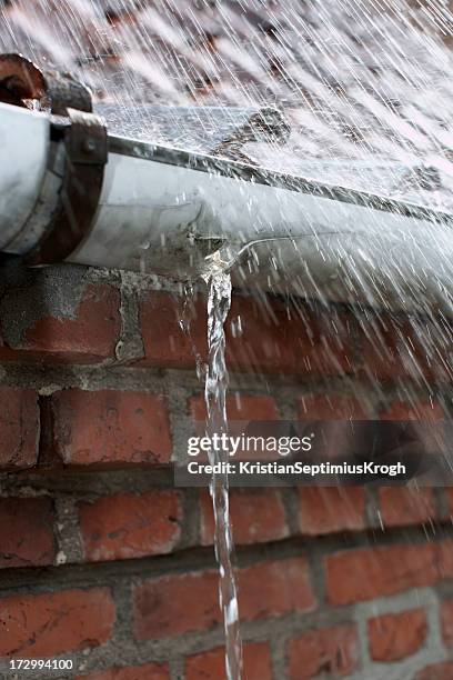 leaking gutter - dakgoot stockfoto's en -beelden