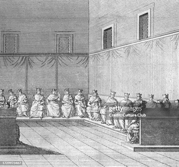 Different stages of the conclave, meeting of cardinals for the election of a new pope: first congregation of the cardinals” Engraving from '...