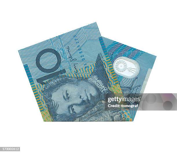 australian 10$ notes isolated (clipping path) - australian money stock pictures, royalty-free photos & images