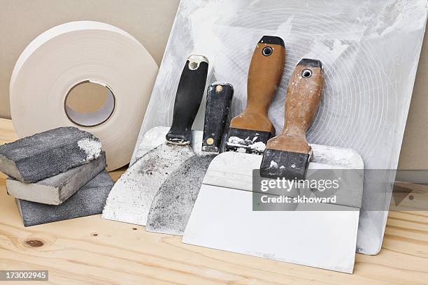 drywall equipment - plasterboard stock pictures, royalty-free photos & images