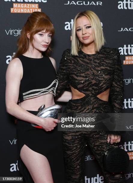 Nicola Roberts and Kimberley Wyatt attends the Attitude Awards 2023 at The Roundhouse on October 11, 2023 in London, England.