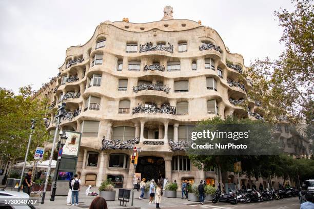 The Casa Mila of the architect Antoni Gaudi is pictured in Barcelona, Spain on October 17, 2023.