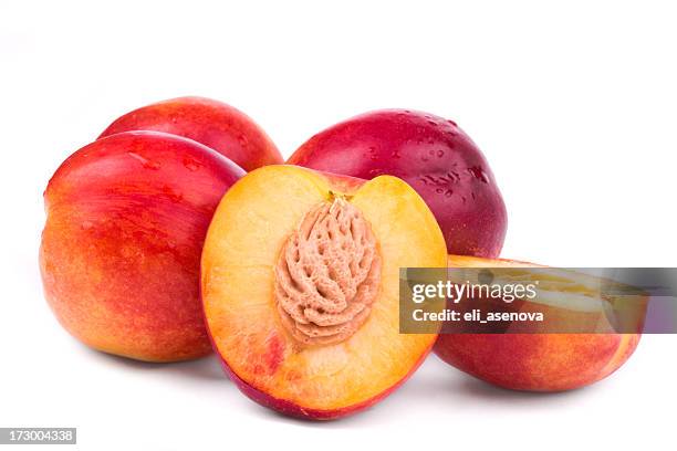 nectarine isolated on white - peach stock pictures, royalty-free photos & images