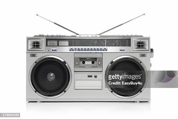 silver boom box - boom box stock pictures, royalty-free photos & images