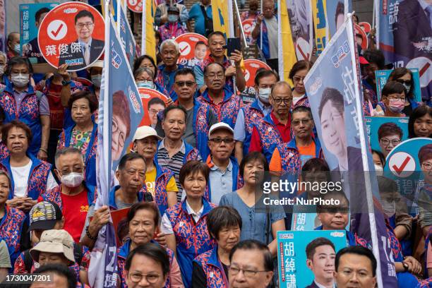 Rally for the candidates representing the Democratic Alliance for the Betterment and Progress of Hong Kong who will be participating in the district...