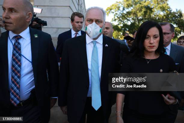 Rep. Steve Scalise and his wife Jennifer Scalise leave a House Republican caucus meeting where the conference nominated him to be Speaker of House...