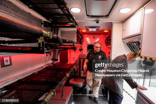 Montgomery County Judge Mark Keough, right, tours the countys new Special Operation Vehicle with Jason Milsaps, chief of staff, Office of Homeland...