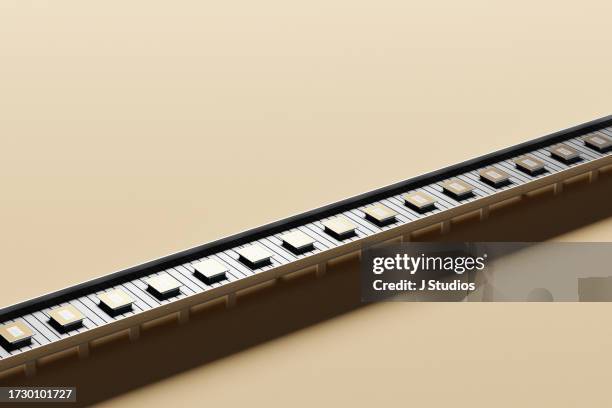 conveyer belt with semiconductors - food processor stock-fotos und bilder
