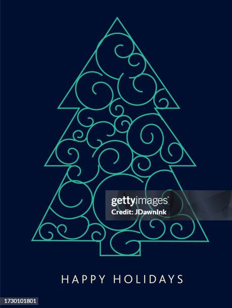 happy holidays greeting design with curls and embellishments abstract tree - tangle pattern stock illustrations