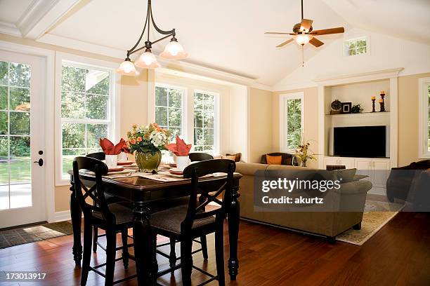 showcase interior architecture design family room with breakfast nook - nook architecture stockfoto's en -beelden