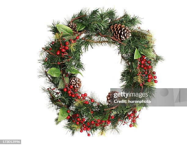 wreath on white - krans stockfoto's en -beelden