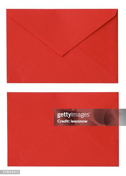 sobre rojo aislado en blanco - envelope fotografías e imágenes de stock