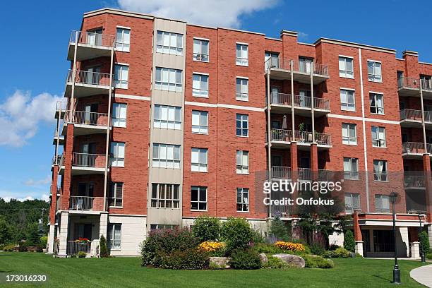 new modern retirement apartment - apartment building exterior stock pictures, royalty-free photos & images