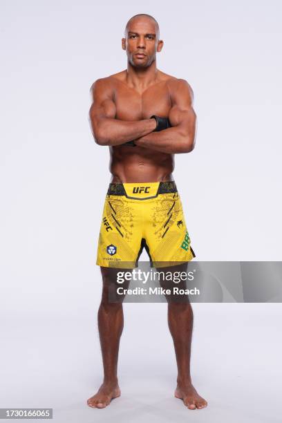 Edson Barboza poses for a portrait during a UFC photo session on October 11, 2023 in Las Vegas, Nevada.