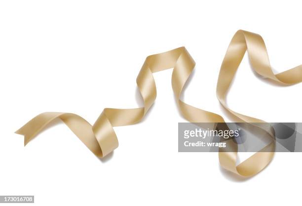 gold ribbon - golden ribbon stock pictures, royalty-free photos & images