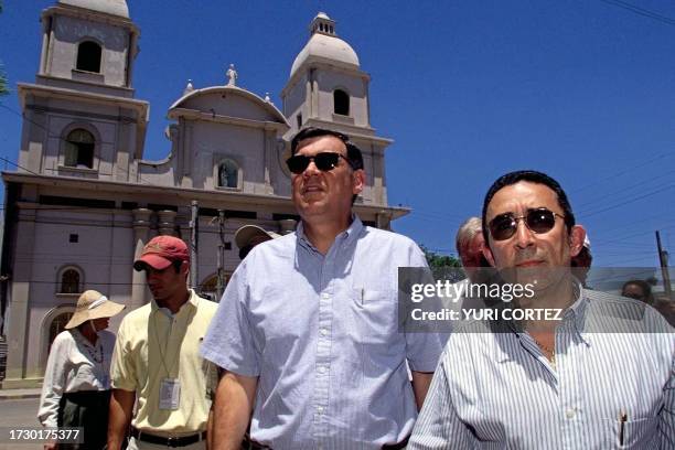 Housing and Urban Development Secretary Mel Martinez tours the city of San Vicente, El Salvador, 60 km east of San Salvador, accompanied by...