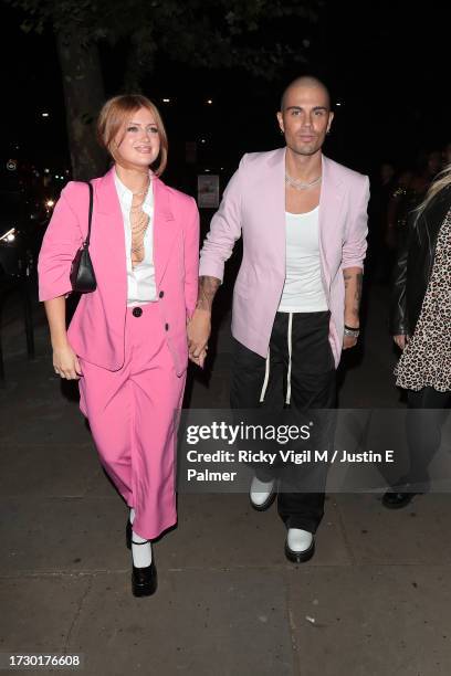 Maisie Smith and Max George seen attending the Attitude Awards 2023 at The Roundhouse on October 11, 2023 in London, England.