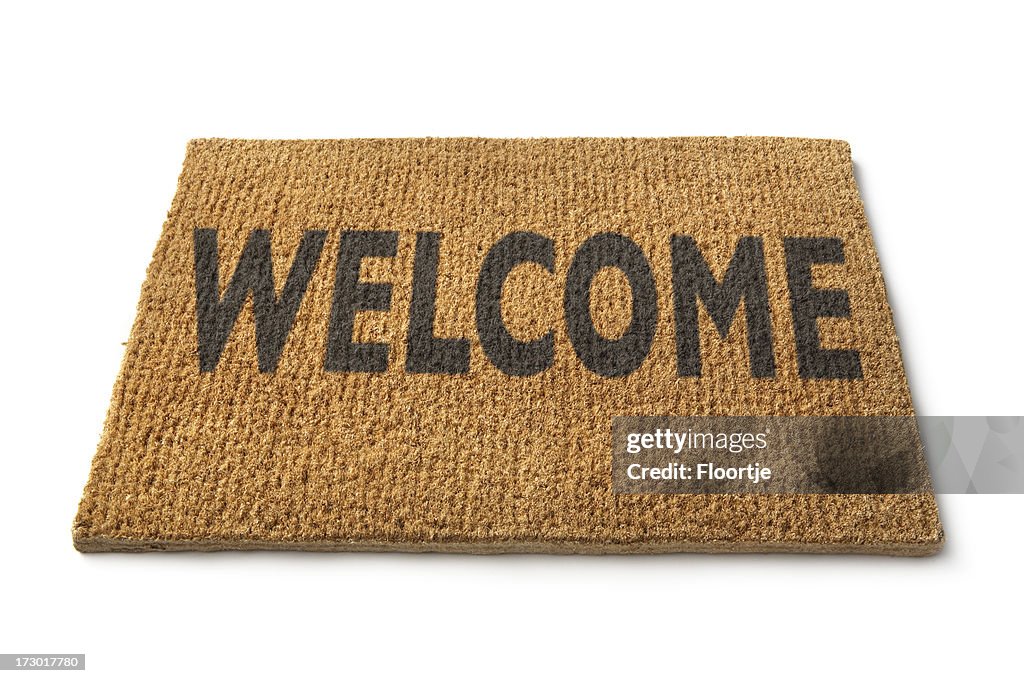 Cleaning: Welcome Mat Isolated on White Background