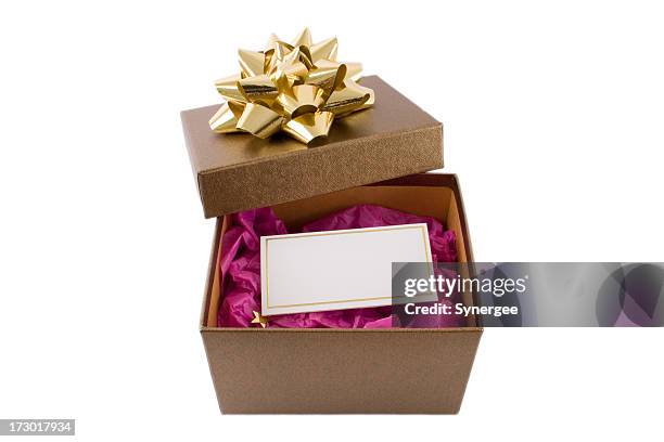 a brown box open with a blank card - open greeting card stock pictures, royalty-free photos & images