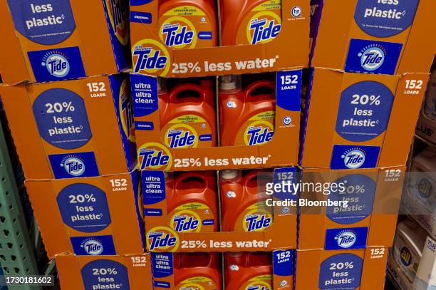 Proctor & Gamble Tide brand Ultra Clean laundry detergent on display at a store in Vallejo, California, US, on Saturday, Oct. 7, 2023. Proctor &...