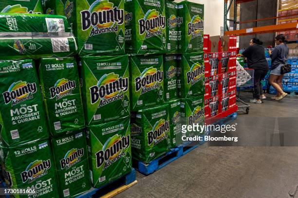 Proctor & Gamble Bounty brand paper towels on display at a store in Vallejo, California, US, on Saturday, Oct. 7, 2023. Proctor & Gamble Co. Is...