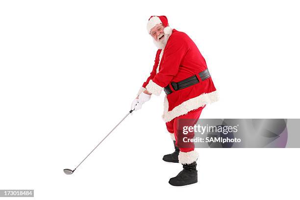 golfing santa - golf gifts stock pictures, royalty-free photos & images