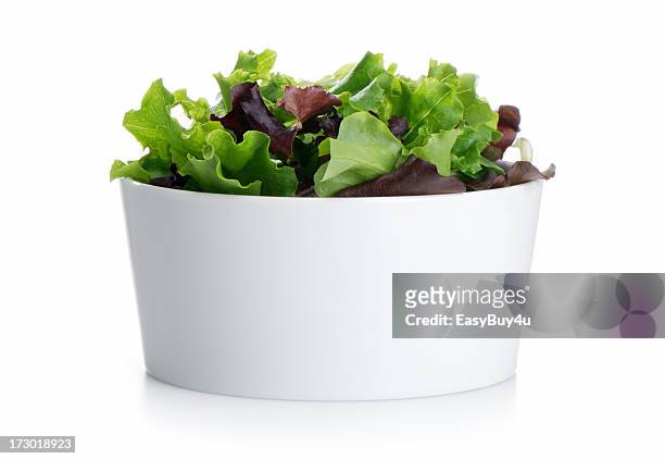salad mix - salad bowl stock pictures, royalty-free photos & images