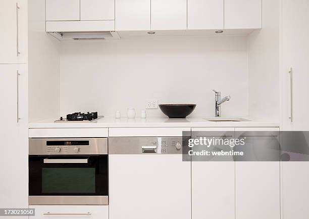 simple modern compact kitchen - compact dishwasher stock pictures, royalty-free photos & images