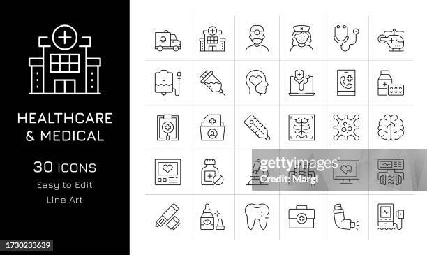 healthcare and medical icon set - brain scans stock illustrations