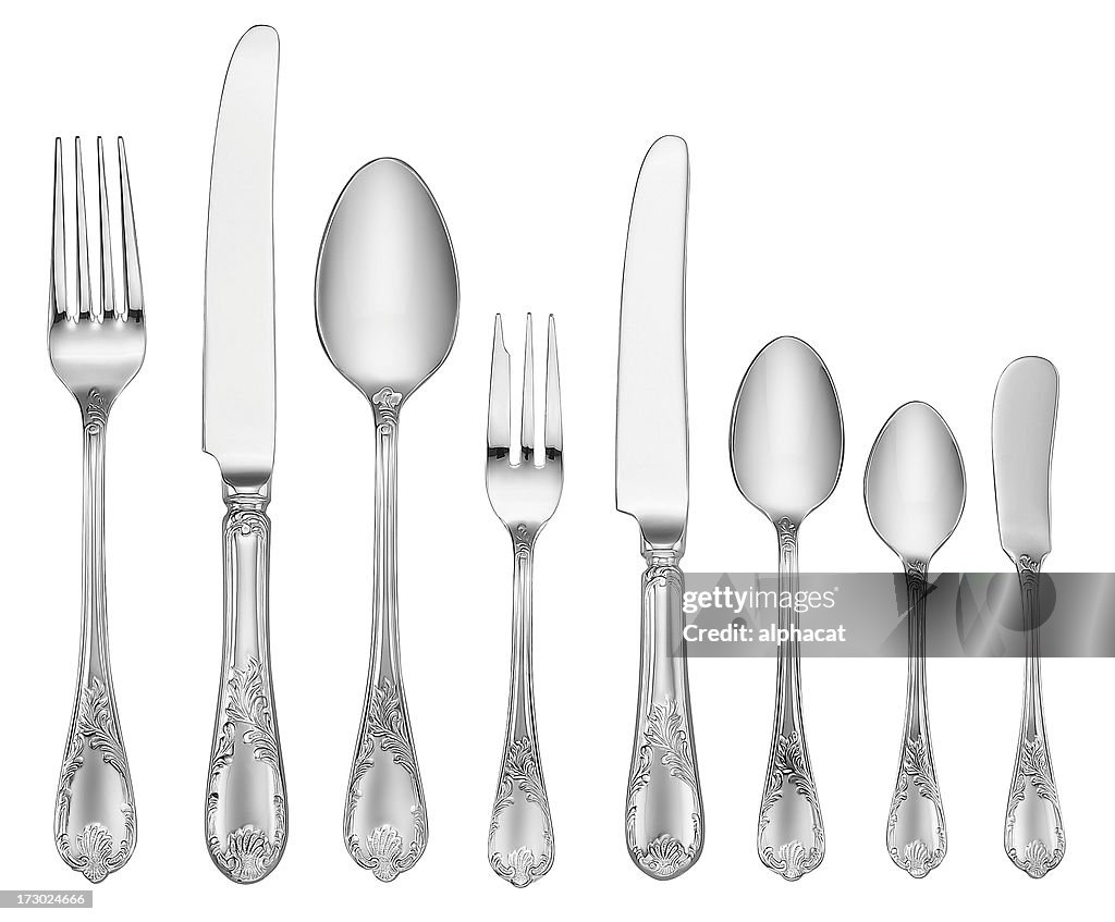 Elegant Silverware Set (Clipping Path)