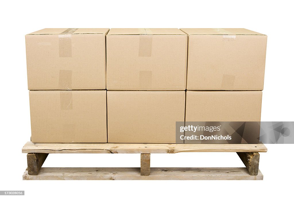 Shipping Pallet With Six Boxes