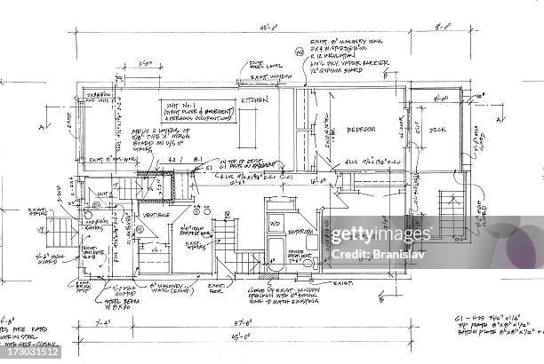 stockillustraties, clipart, cartoons en iconen met blueprints - architectural drawings