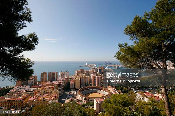 an aerial view of the city malaga - bullring stock pictures, royalty-free photos & images