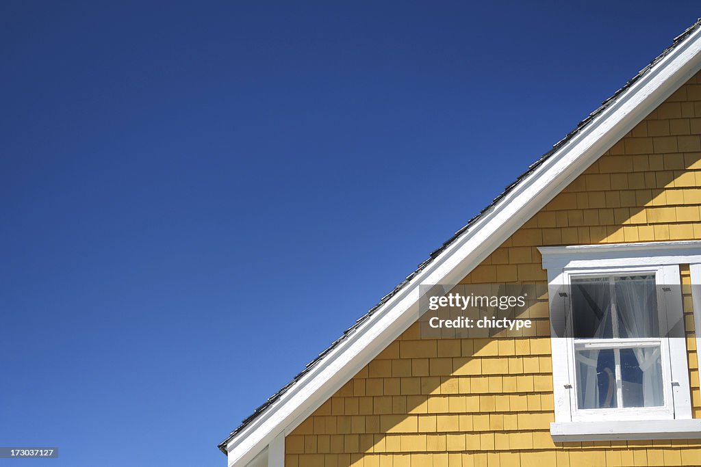 The architectural detail of a roofline on a home