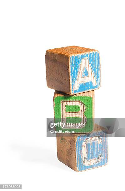 old toy blocks - abc blocks stock pictures, royalty-free photos & images